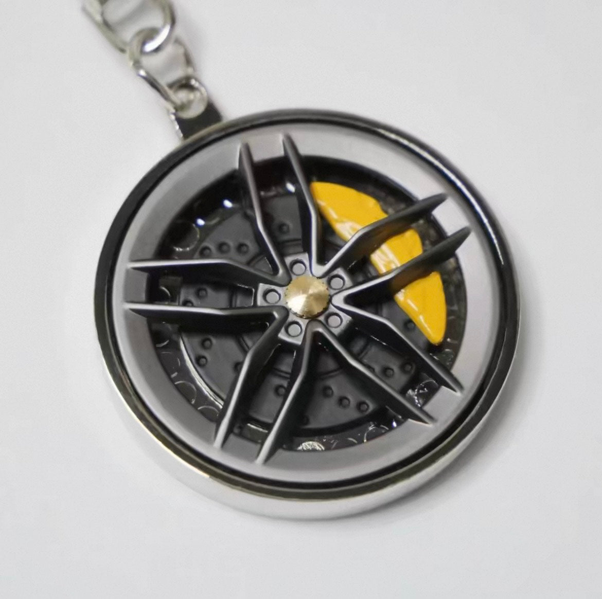 rotatable car wheel keychain- yellow